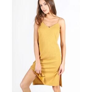 Lira Otis Rib bodycon Spaghetti Strap Knit Tank Dress Size Small yellow NWT